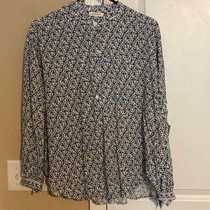 Max studio, blue and white flowered shirt, size medium